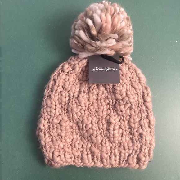 NWT Eddie Bauer W Notion from Beanie Pale Pink One Size pompom - Picture 1 of 3